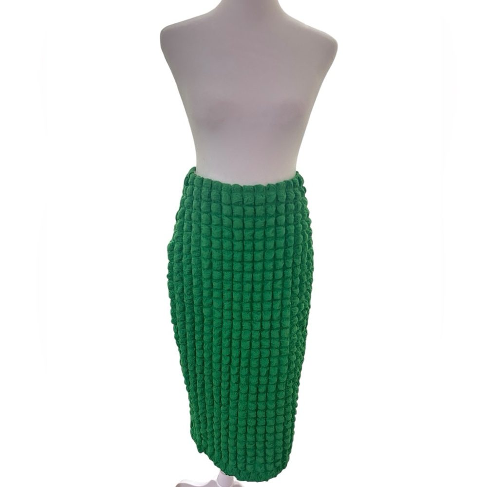 Amanda Uprichard stretchy Textured Green Midi Skirt - Picture 3 of 5